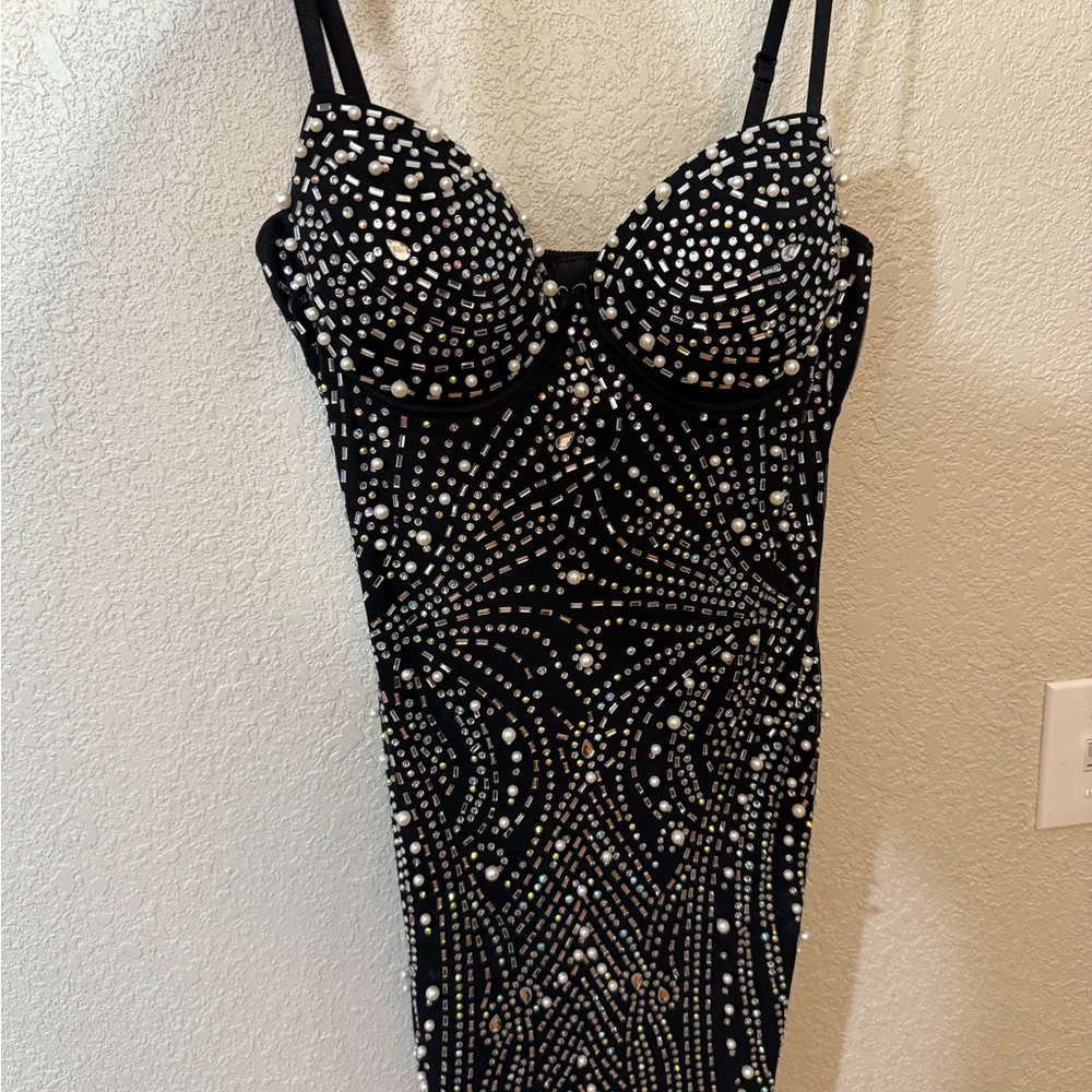 Windsor Black and Silver Embellished Mini Dress